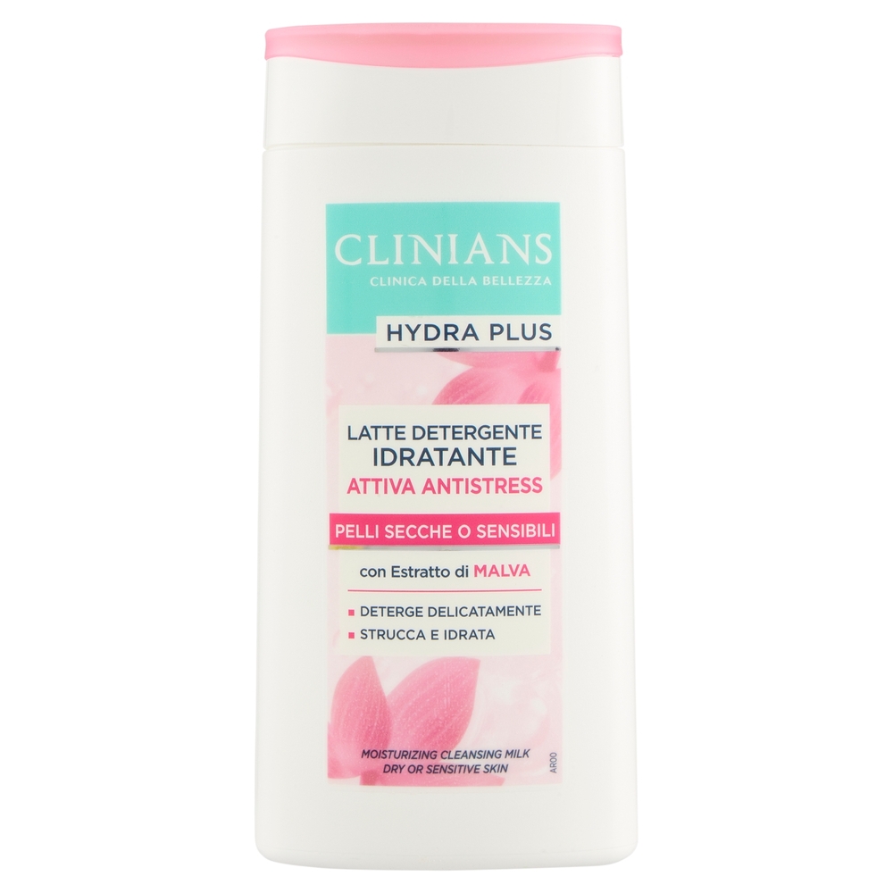 Clinians Hydra Plus Latte Detergente Idratante Attiva Antistress Pelli Secche o Sensibili 200 mL
